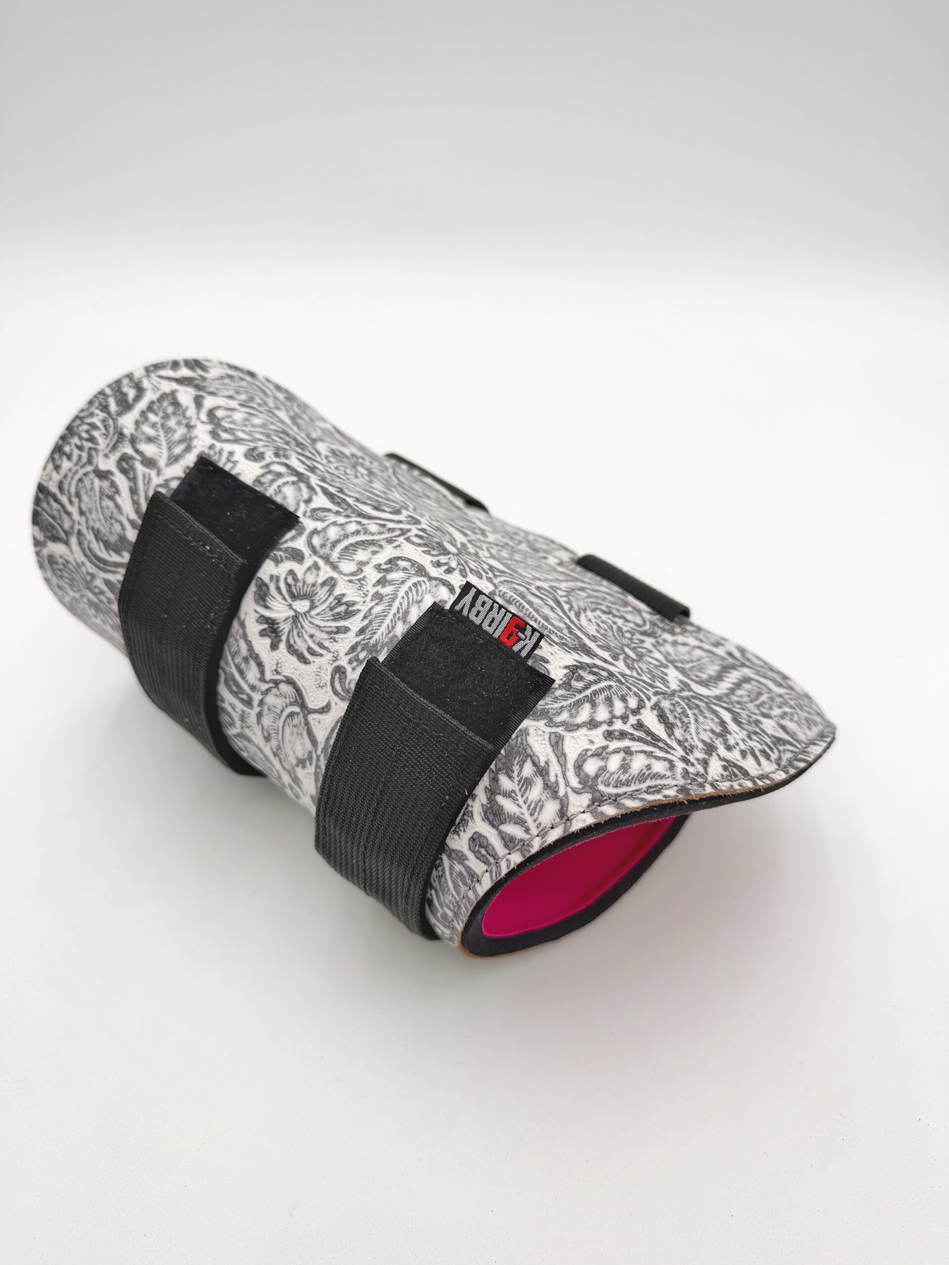 Bespoke Black Floral Padded Leather Bicep Gauntlet