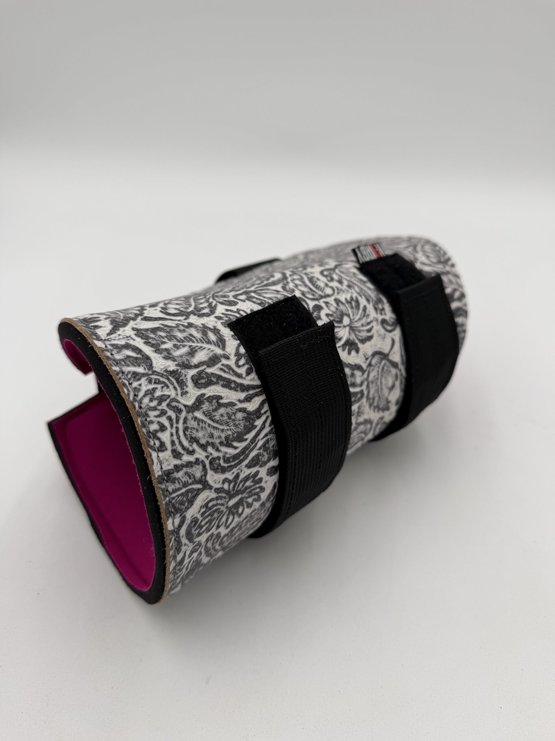 Bespoke Black Floral Padded Leather Bicep Gauntlet - Image 3